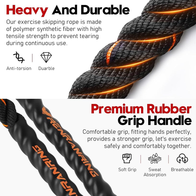 RENRANRING Weighted Jump Rope for Men and Women, 3lb 4lb 5lb Adult Heavy Skipping Rope, Jumprope for Fitness,Workout Equipment, Fitness Equipment for Home Gym Exercise,Improve Strength and Building Muscle - Image 3